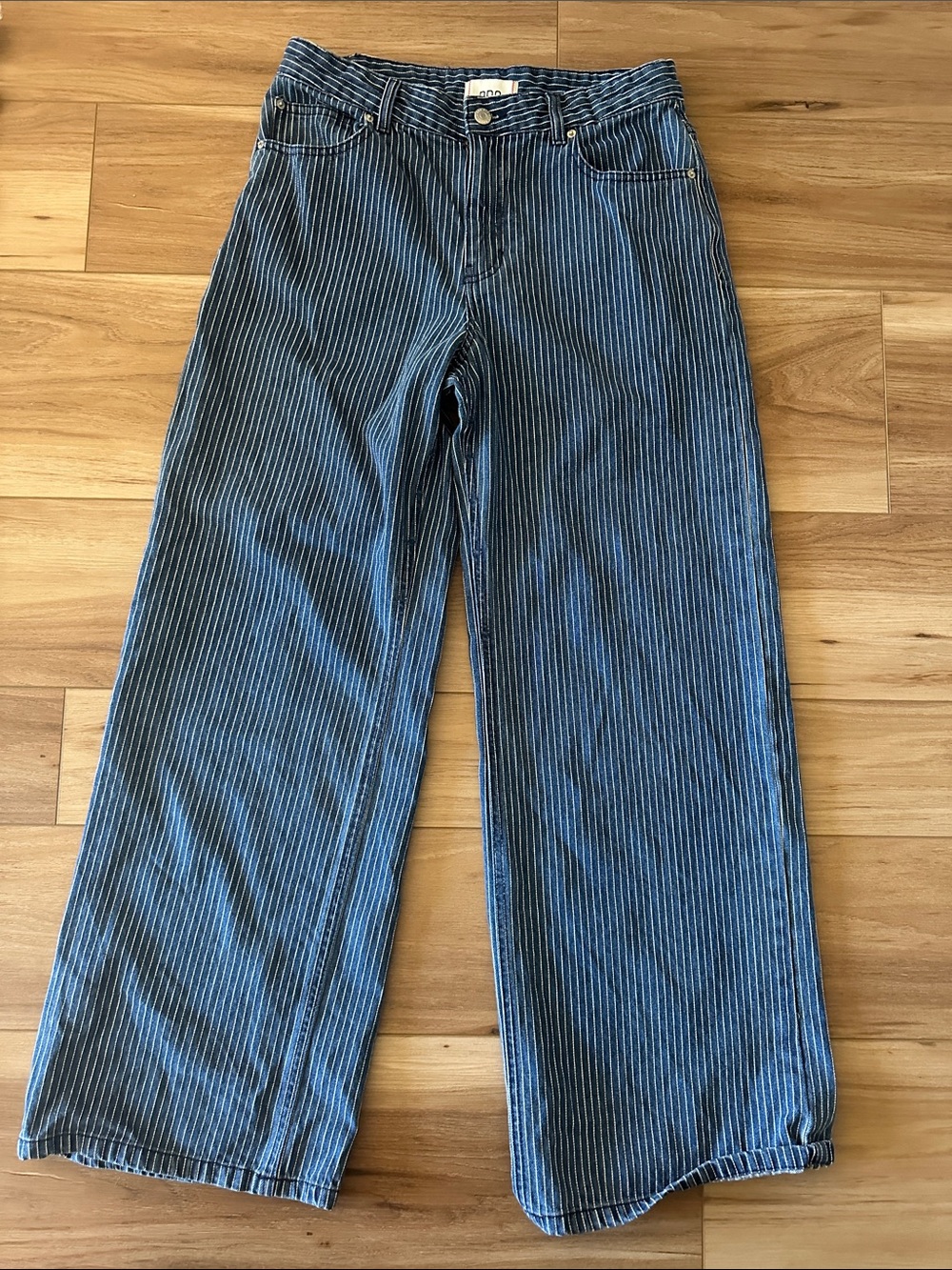 BDG Navy Blue Pinstriped Corduroy Wide-Leg Jeans